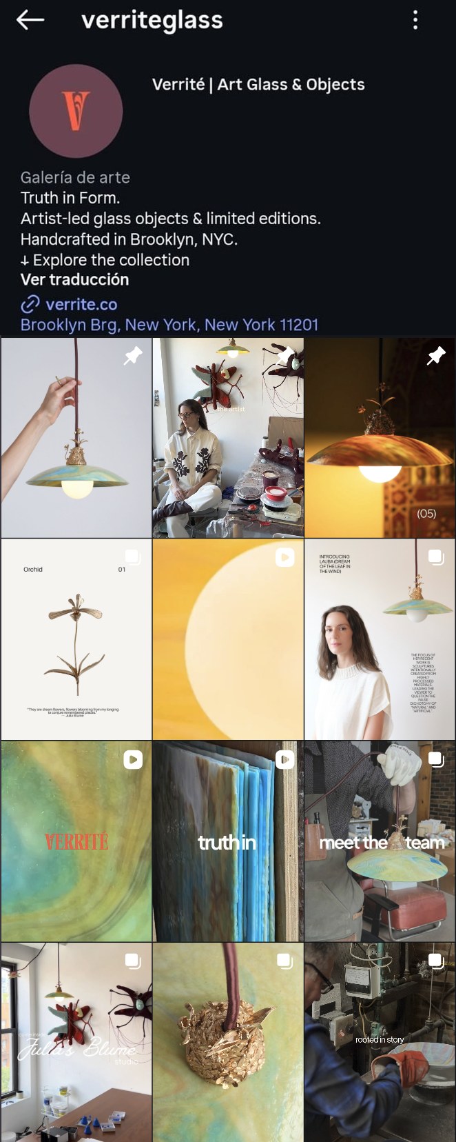 Instagram profile after: artists, studio and process